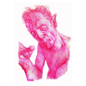 pink man biro drawing by jess harris artwork