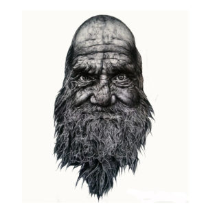 biro headless man with beard by jess harris artwork