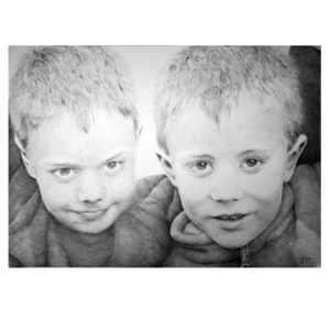 biro portrait of two boys by jess harris artwork