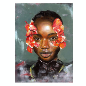 african girl with flowers in her hair by jess harris artwork