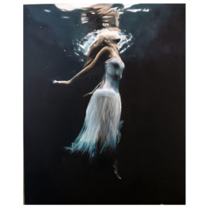 oil painting girl under water by jess harris artwork