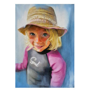 colourful oil portrait of a girl by jess harris artwork
