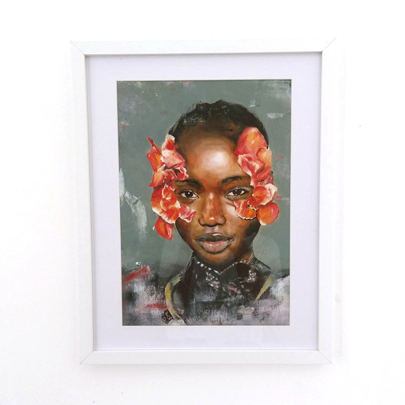 Original oil painting art print ‘Girl with flowers in her hair’, unframed highest quality print