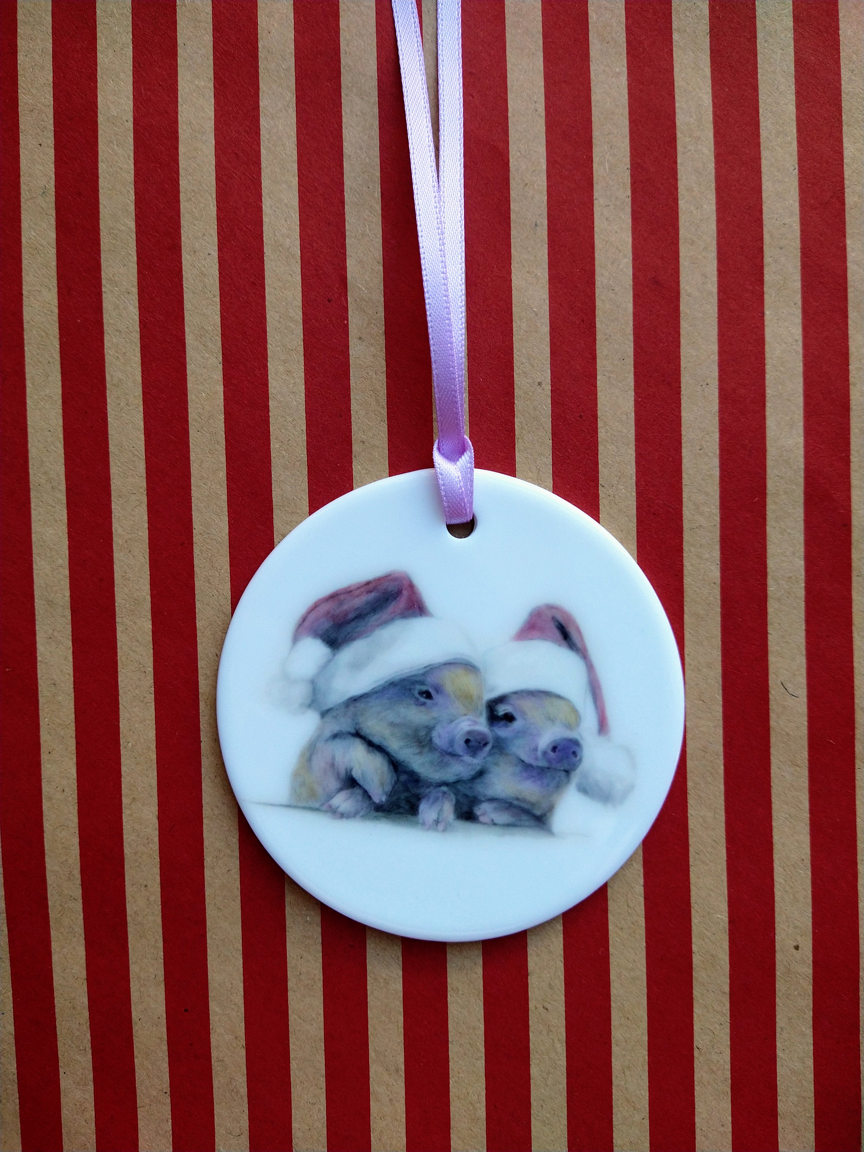 Pig in Blankets Ceramic Christmas Tree Ornament