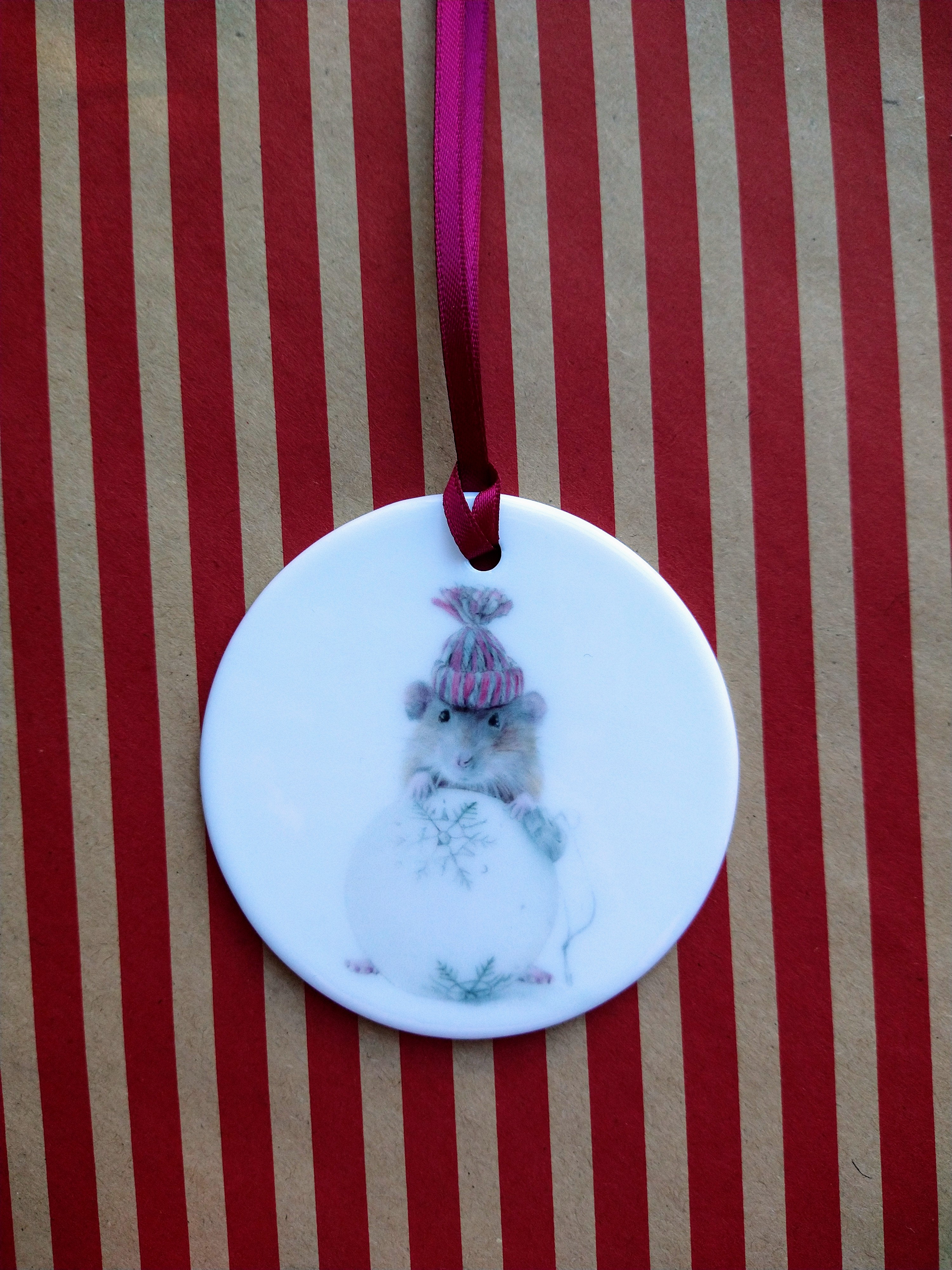 Mouse Ceramic Christmas Tree Ornament