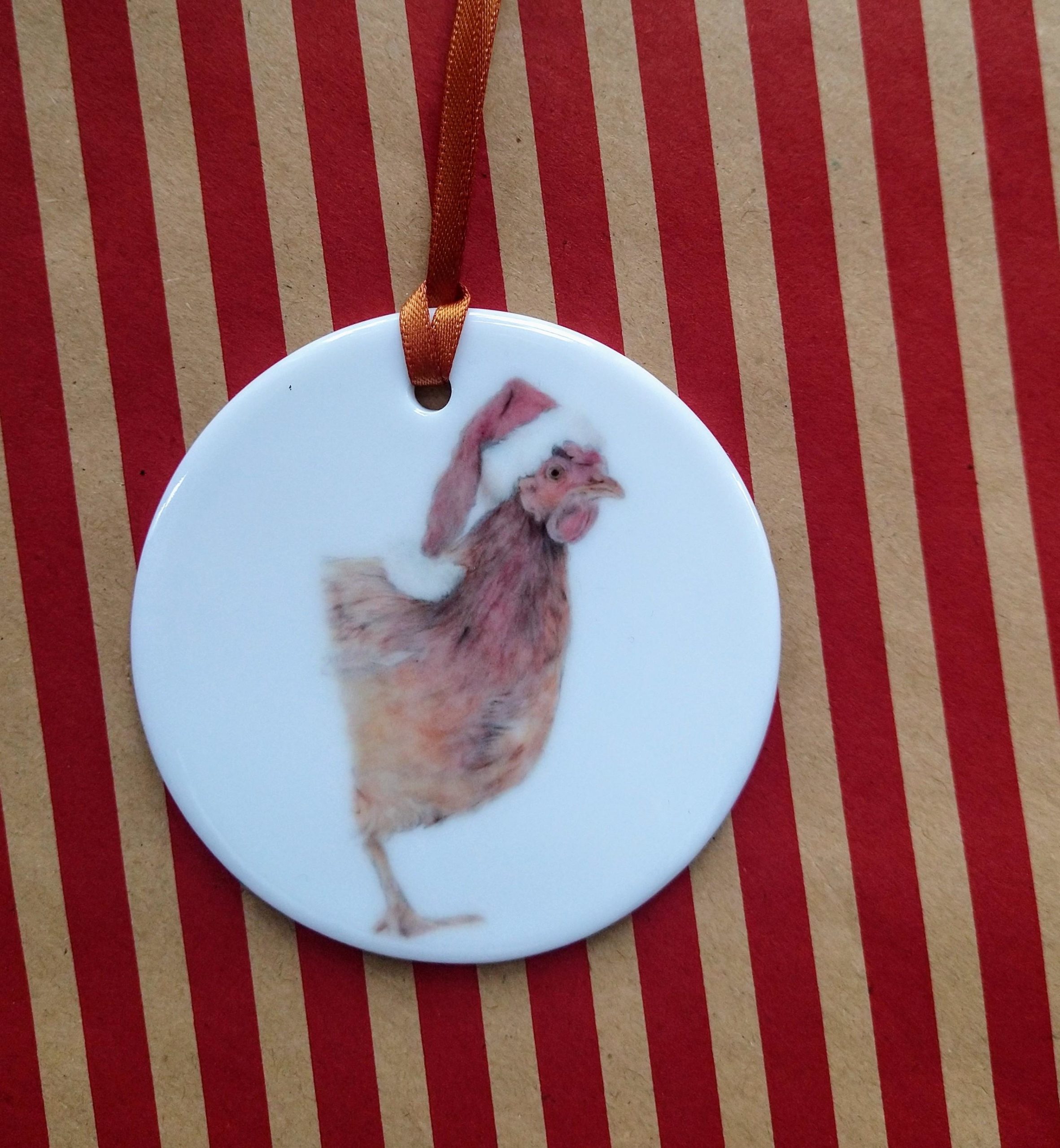 Chicken Ceramic Christmas Tree Ornament