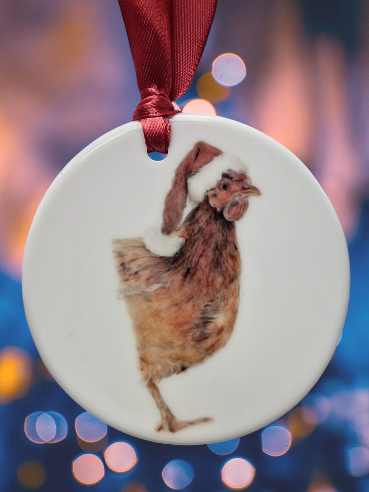 Chicken Ceramic Christmas Tree Ornament