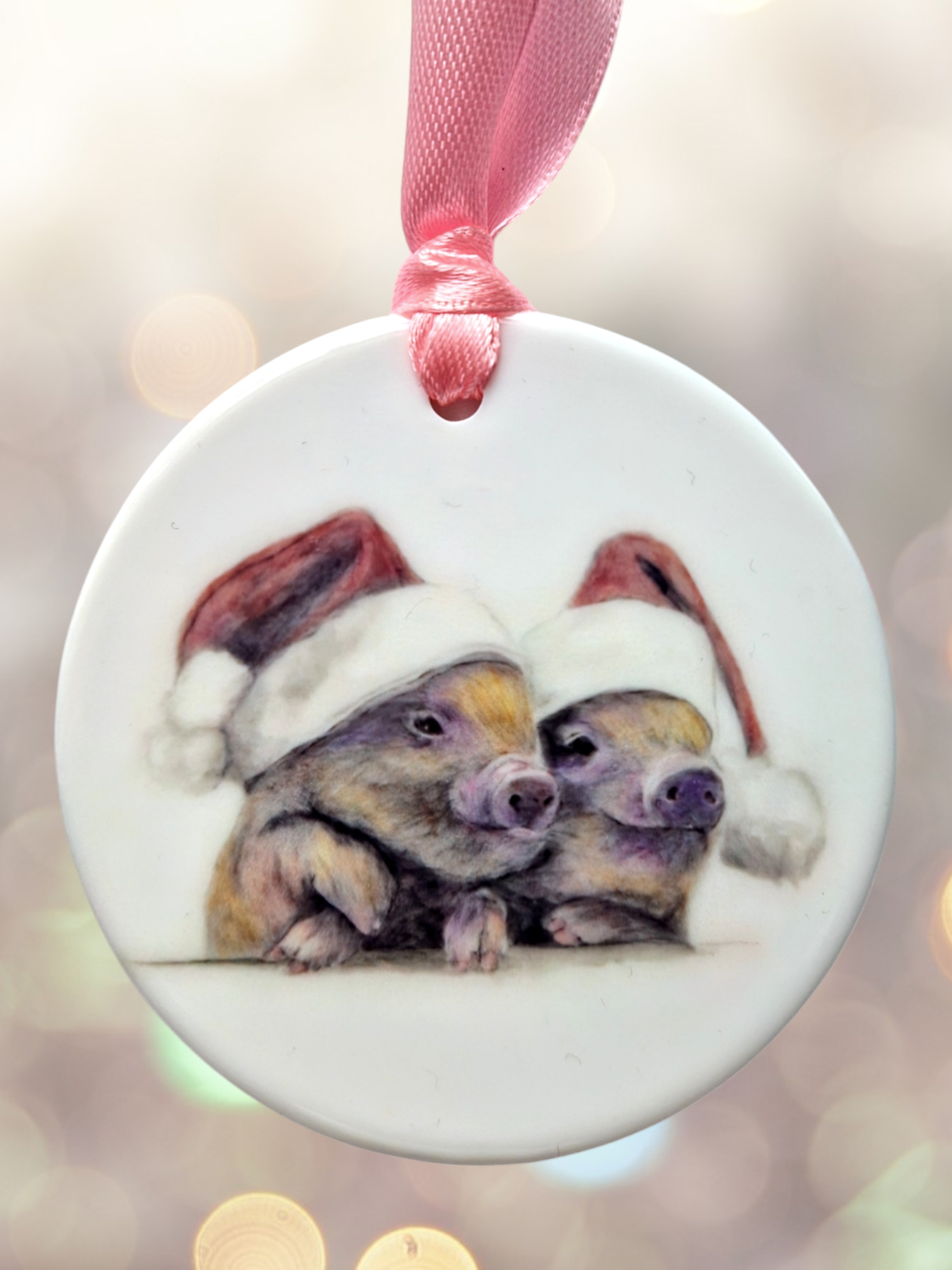 Pig in Blankets Ceramic Christmas Tree Ornament