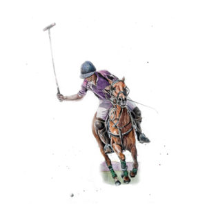 jess harris artwork drawing of a polo player on a horse