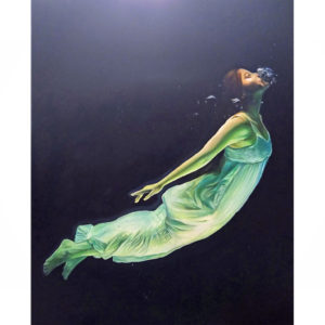 jess harris artwork, oil painting, commission artist girl under water