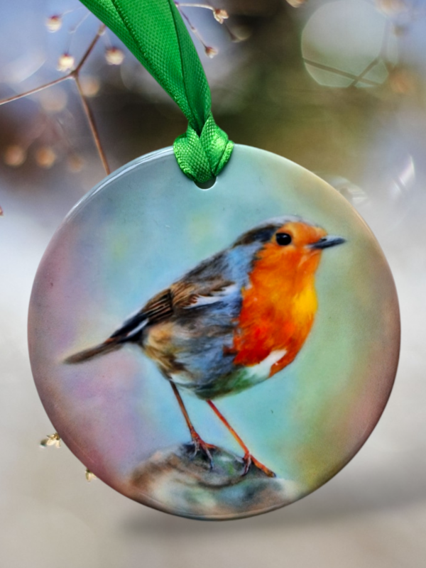 robin christmas ornament, people and pet portraits bournemouth, jess harris artwork