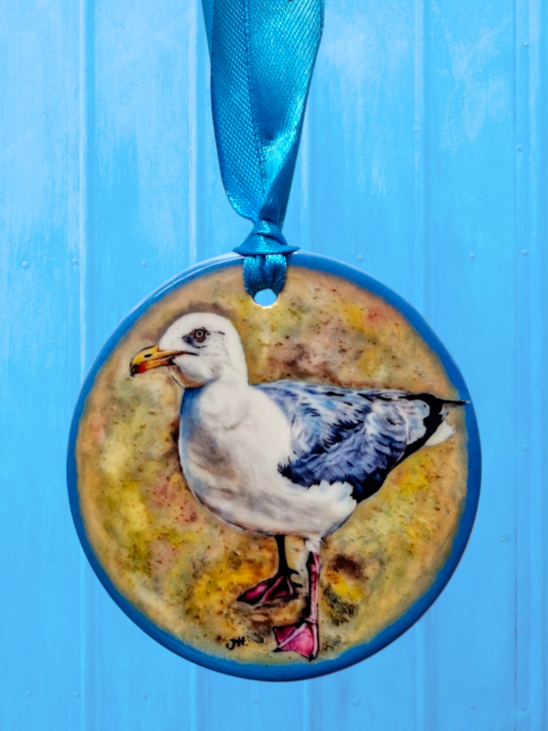 seagull ornament, ceramic, people and pet portraits bournemouth, jess harris artwork