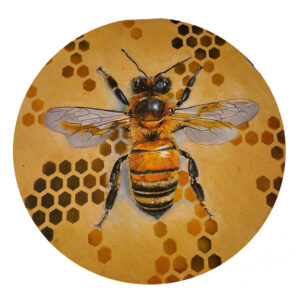 commissioned bee portrait painting by jess harris artwork