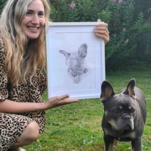 custom biro portrait of dog by jess harris artwork